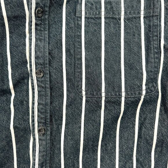 Topman Men's Blue and White Striped Button Down - Picture 5 of 8